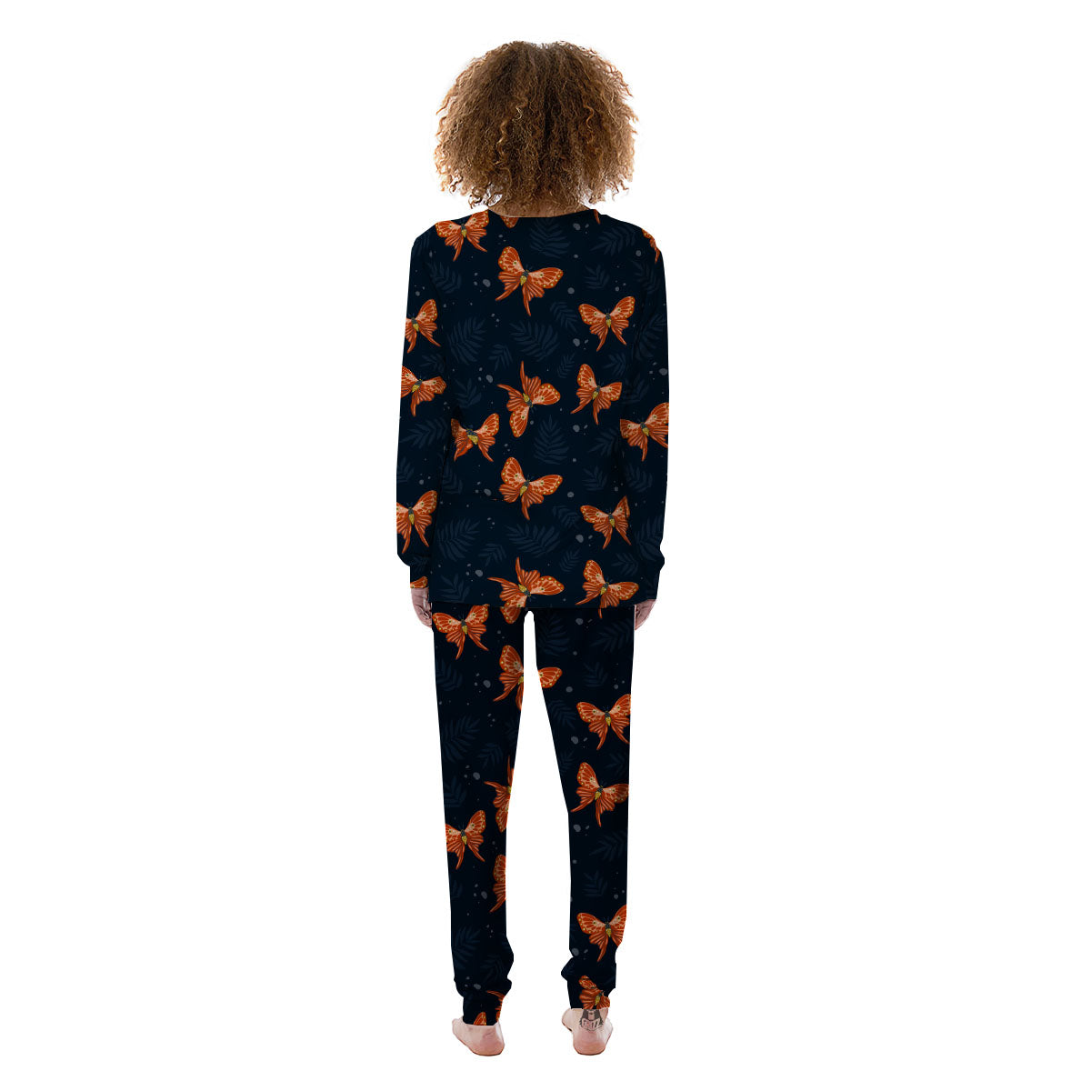Orange Butterfly Monarch Print Pattern Women's Pajamas-grizzshop