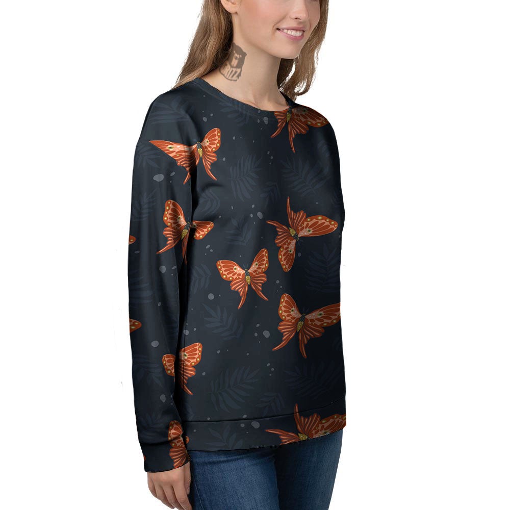 Orange Butterfly Monarch Print Pattern Women's Sweatshirt-grizzshop