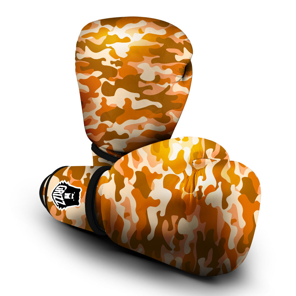 Orange Camo And Camouflage Print Boxing Gloves-grizzshop