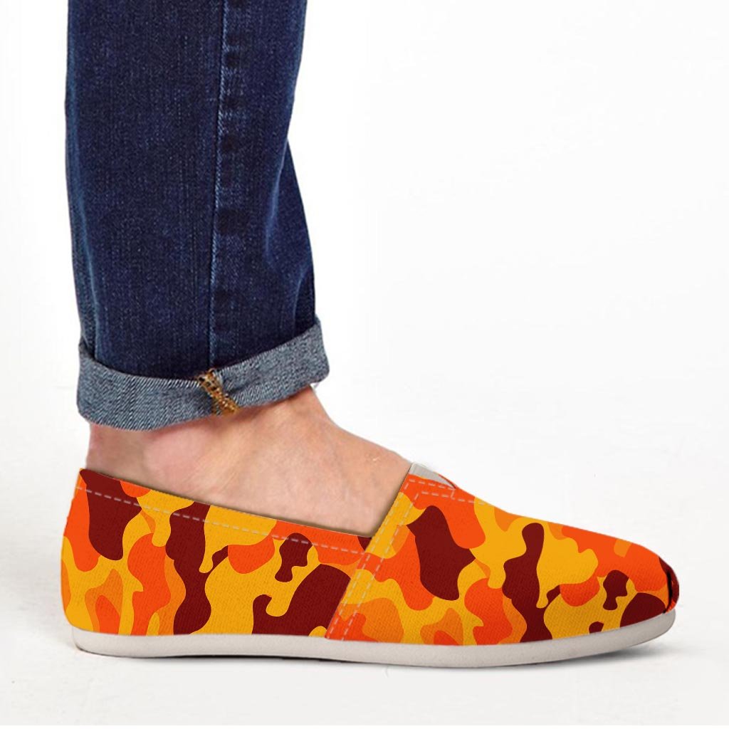Orange Camo Print Canvas Shoes-grizzshop