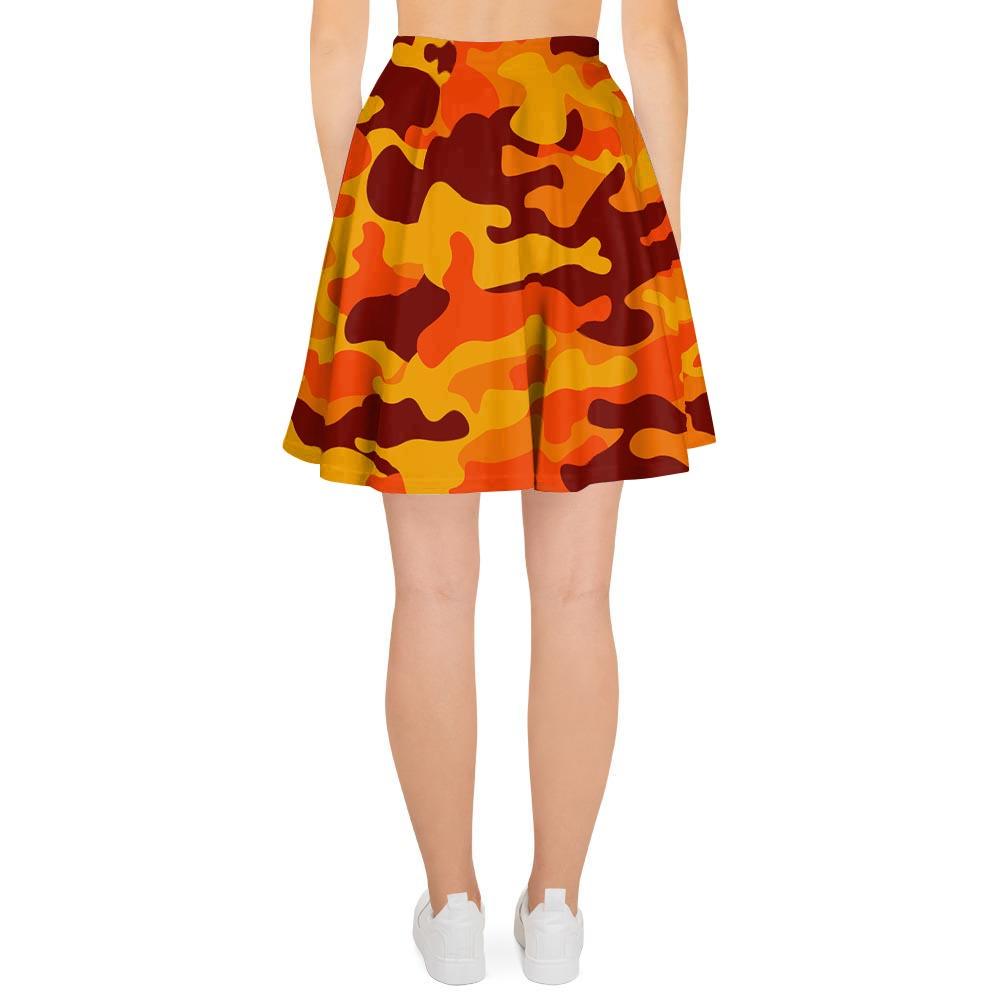 Orange Camo Print Women's Skirt-grizzshop