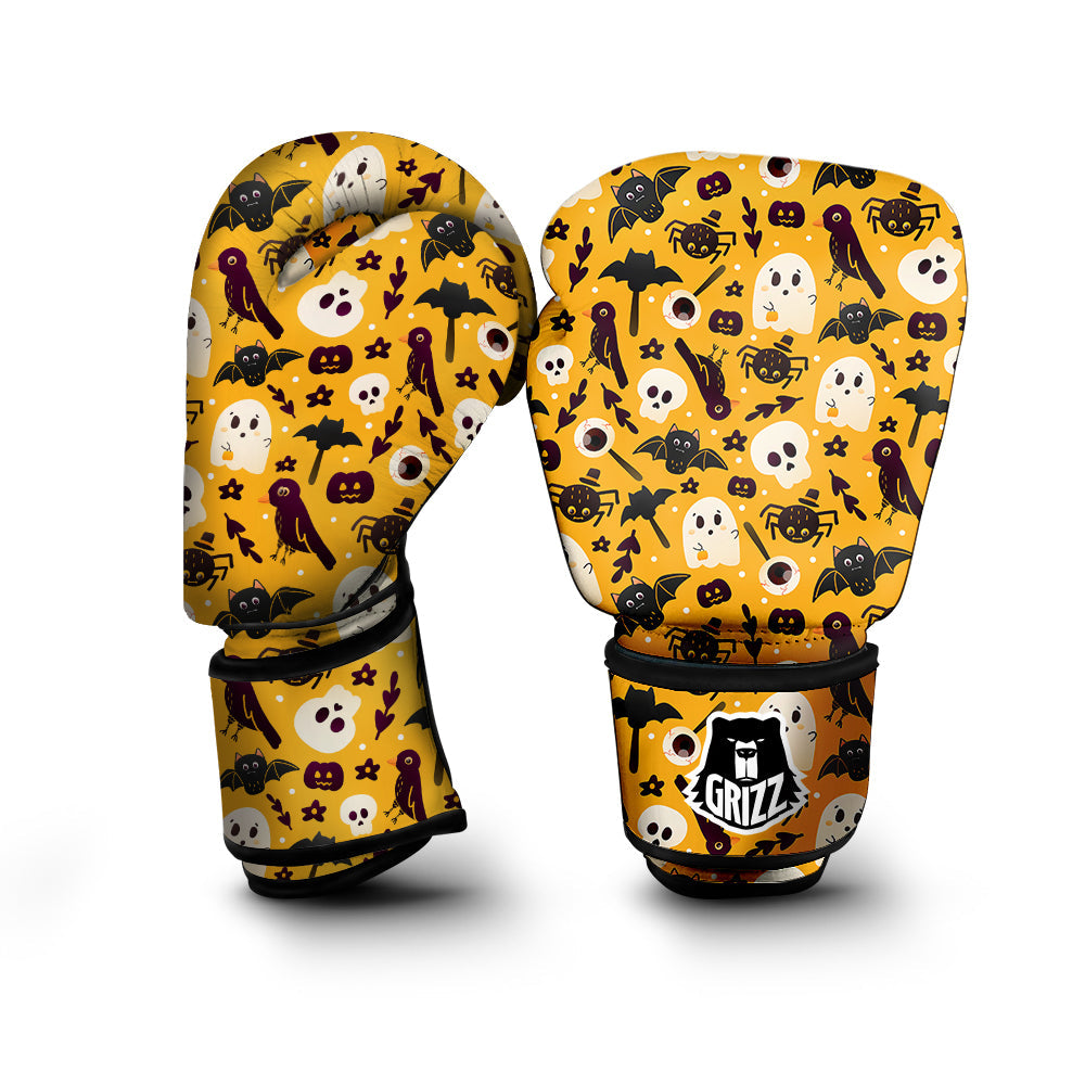 Orange Color Halloween Cute Print Pattern Boxing Gloves-grizzshop