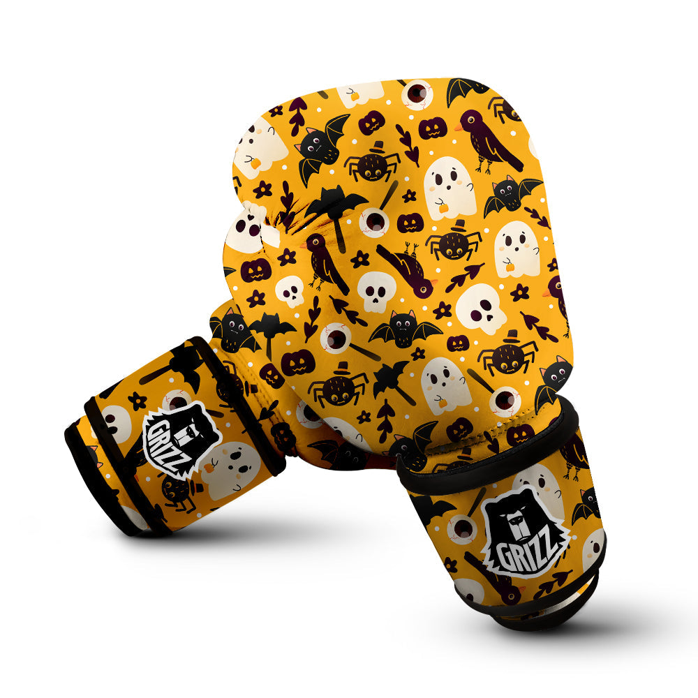 Orange Color Halloween Cute Print Pattern Boxing Gloves-grizzshop