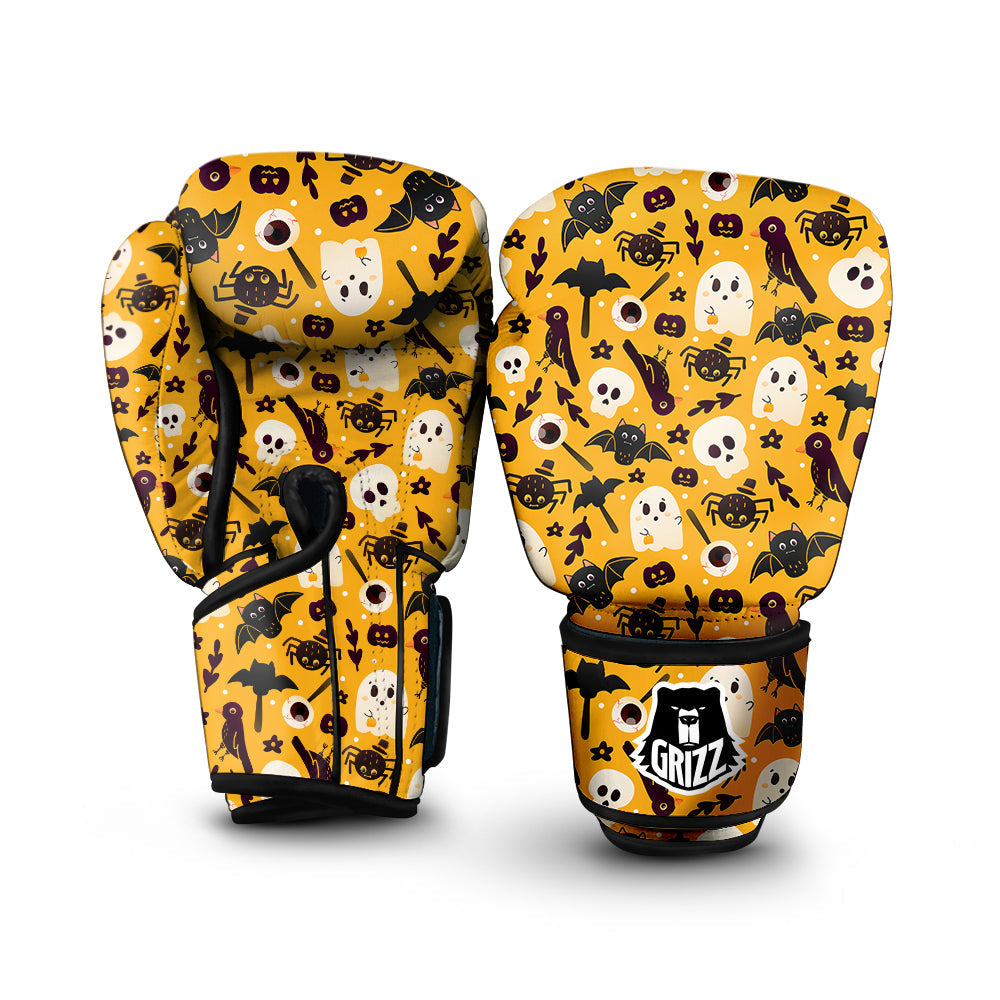 Orange Color Halloween Cute Print Pattern Boxing Gloves-grizzshop