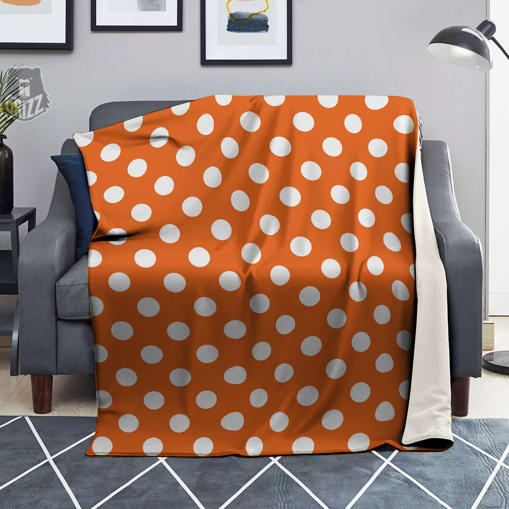 Orange Color Polka Dot Print Pattern Blanket-grizzshop