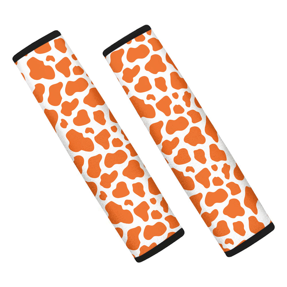 Orange Cow Print Pattern Car Seat Belt Cover-grizzshop