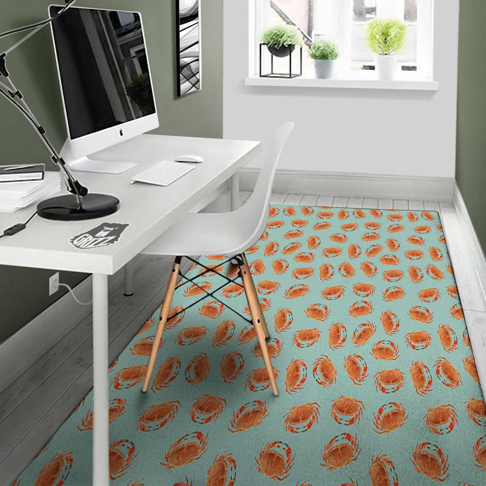Orange Crab Print Pattern Floor Mat-grizzshop