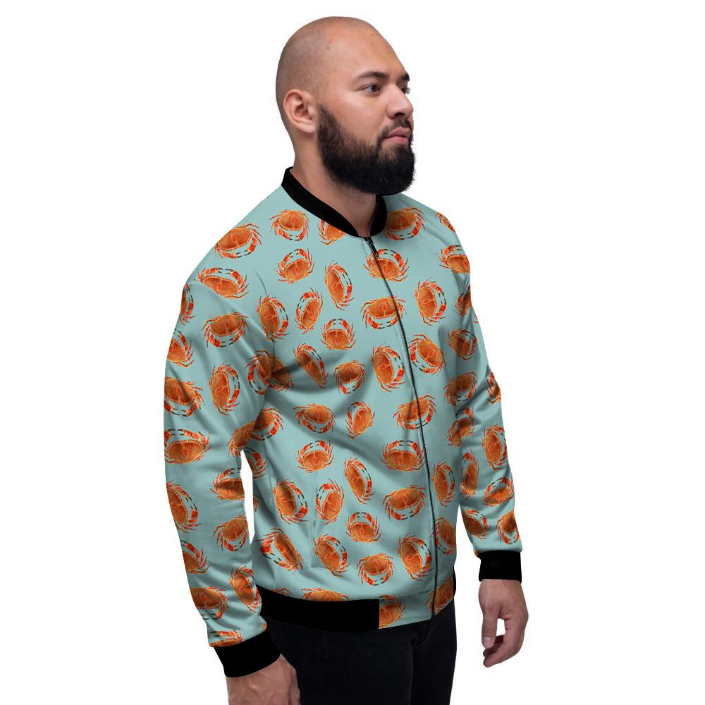 Orange Crab Print Pattern Men's Bomber Jacket-grizzshop