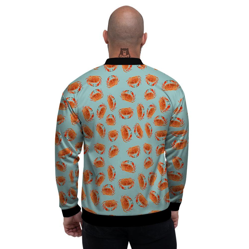 Orange Crab Print Pattern Men's Bomber Jacket-grizzshop