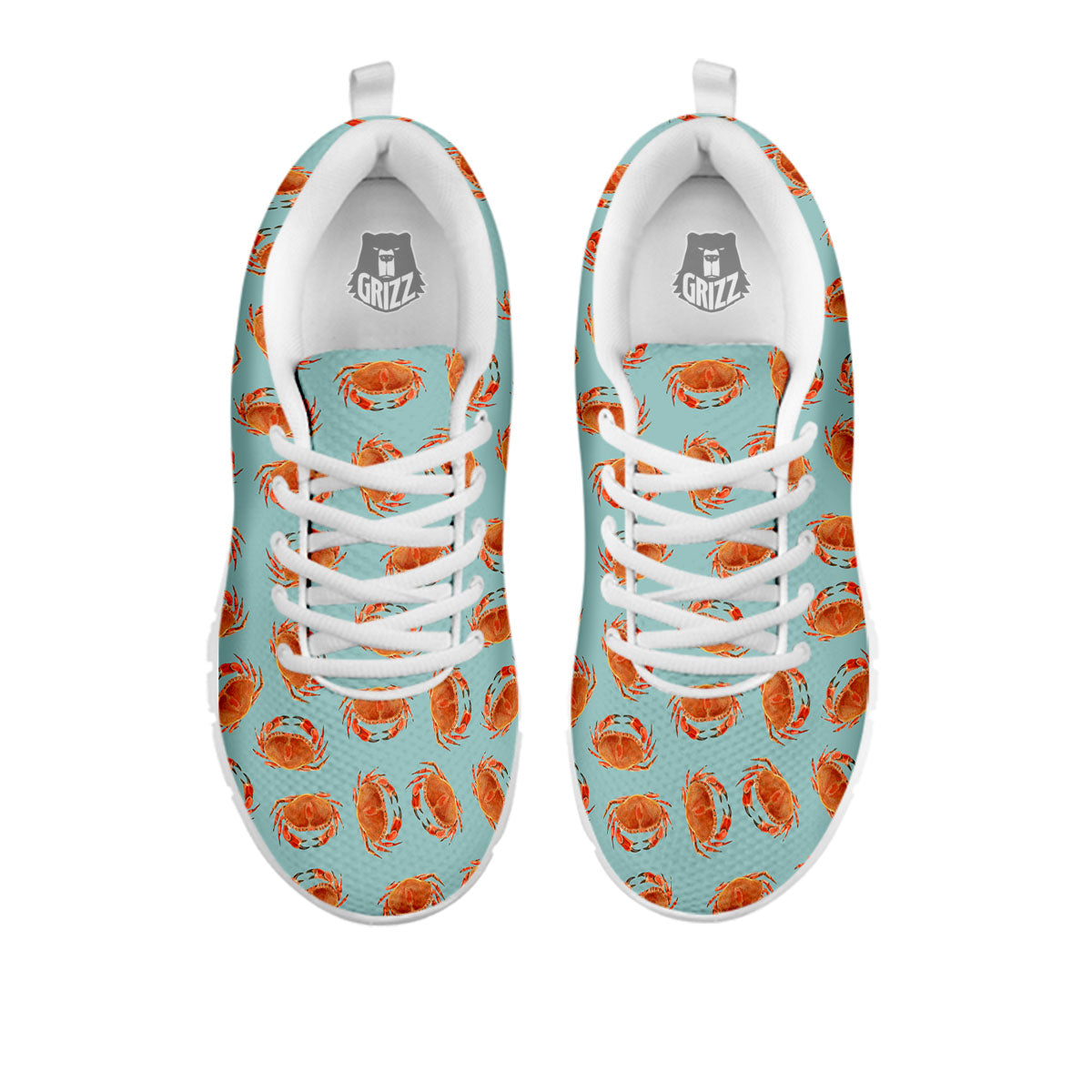Orange Crab Print Pattern White Sneaker-grizzshop
