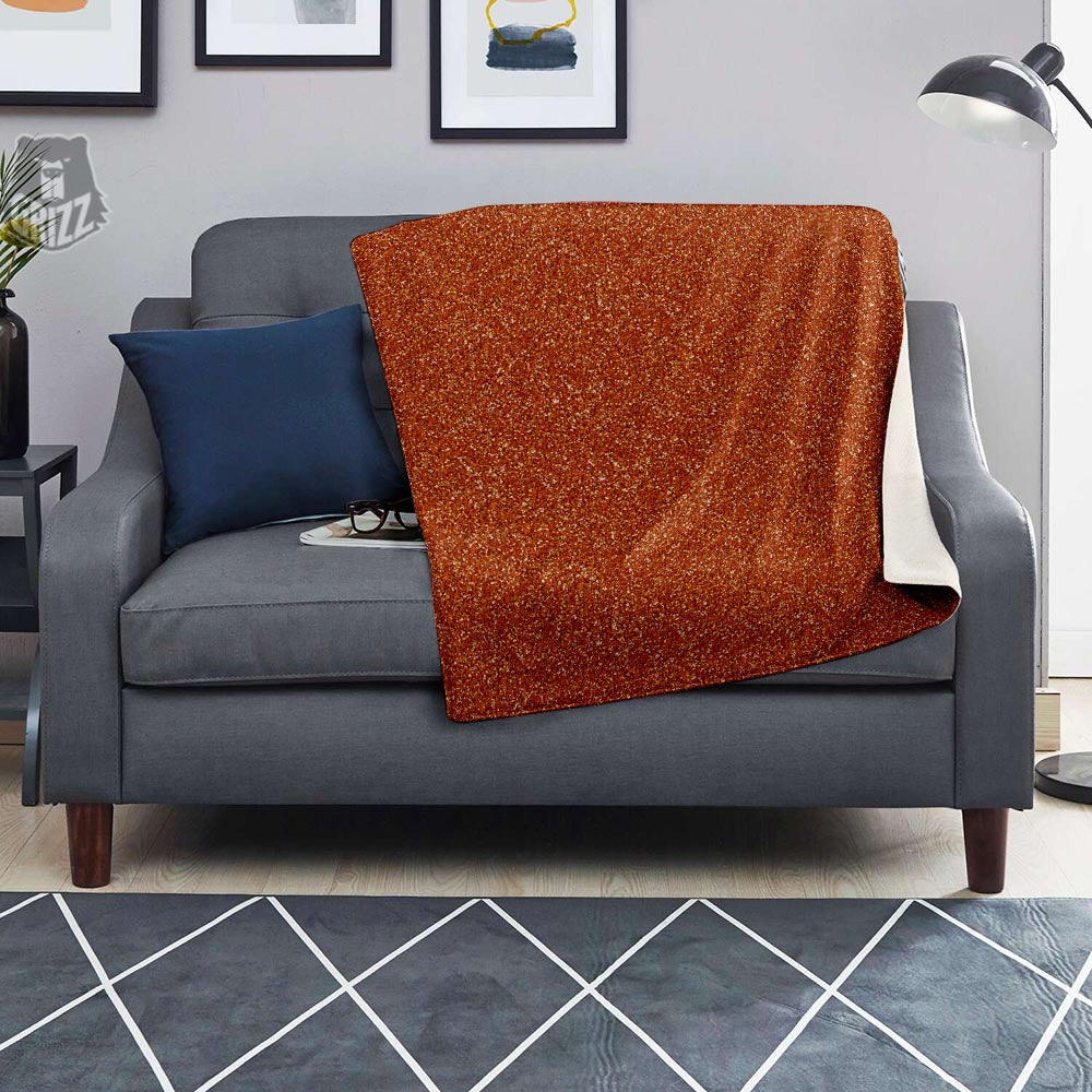 Orange Glitter Texture Print Blanket-grizzshop