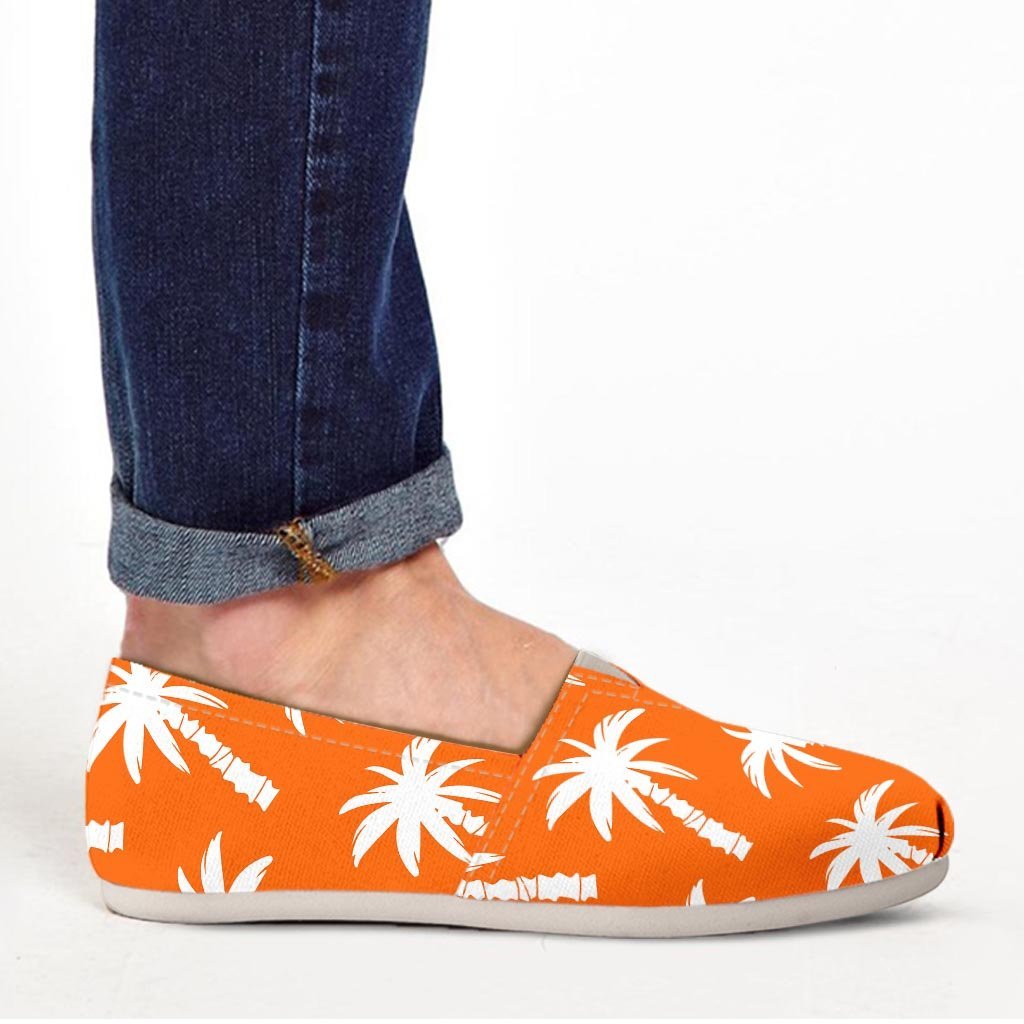 Orange Hawaiian Palm Tree Print Canvas Shoes-grizzshop