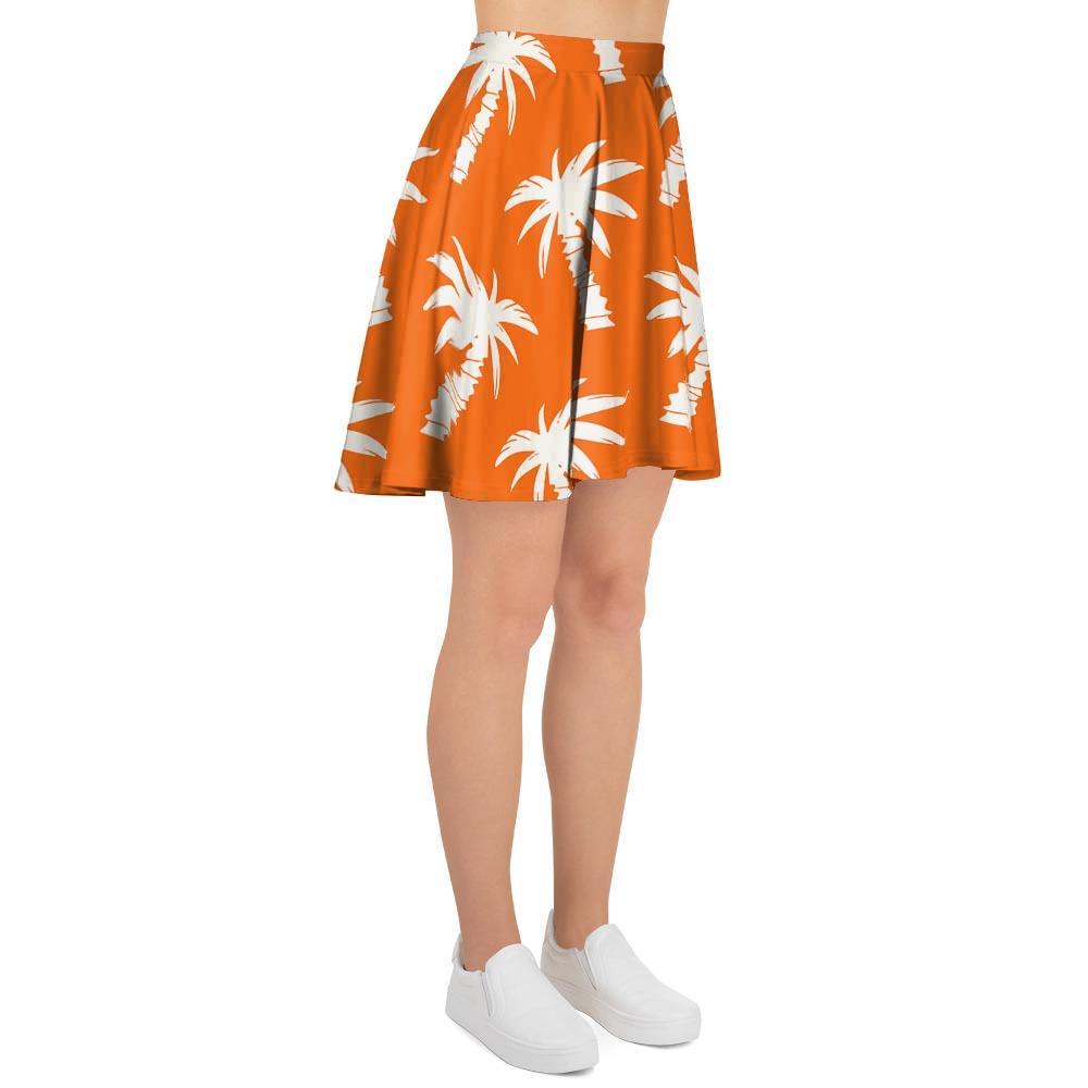Orange Hawaiian Palm Tree Print Women's Skirt-grizzshop