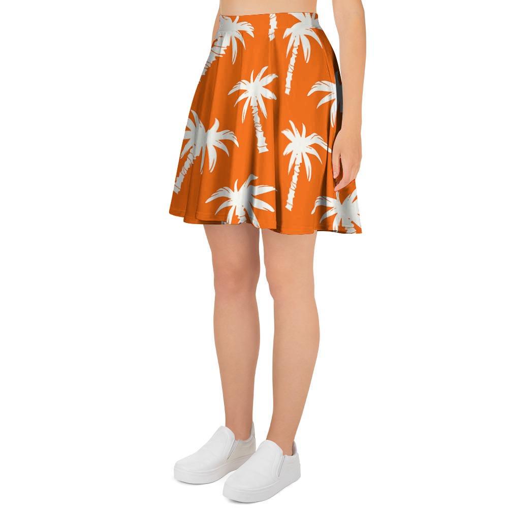 Orange Hawaiian Palm Tree Print Women's Skirt-grizzshop