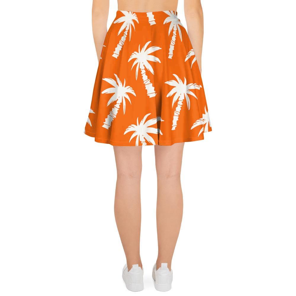 Orange Hawaiian Palm Tree Print Women's Skirt-grizzshop