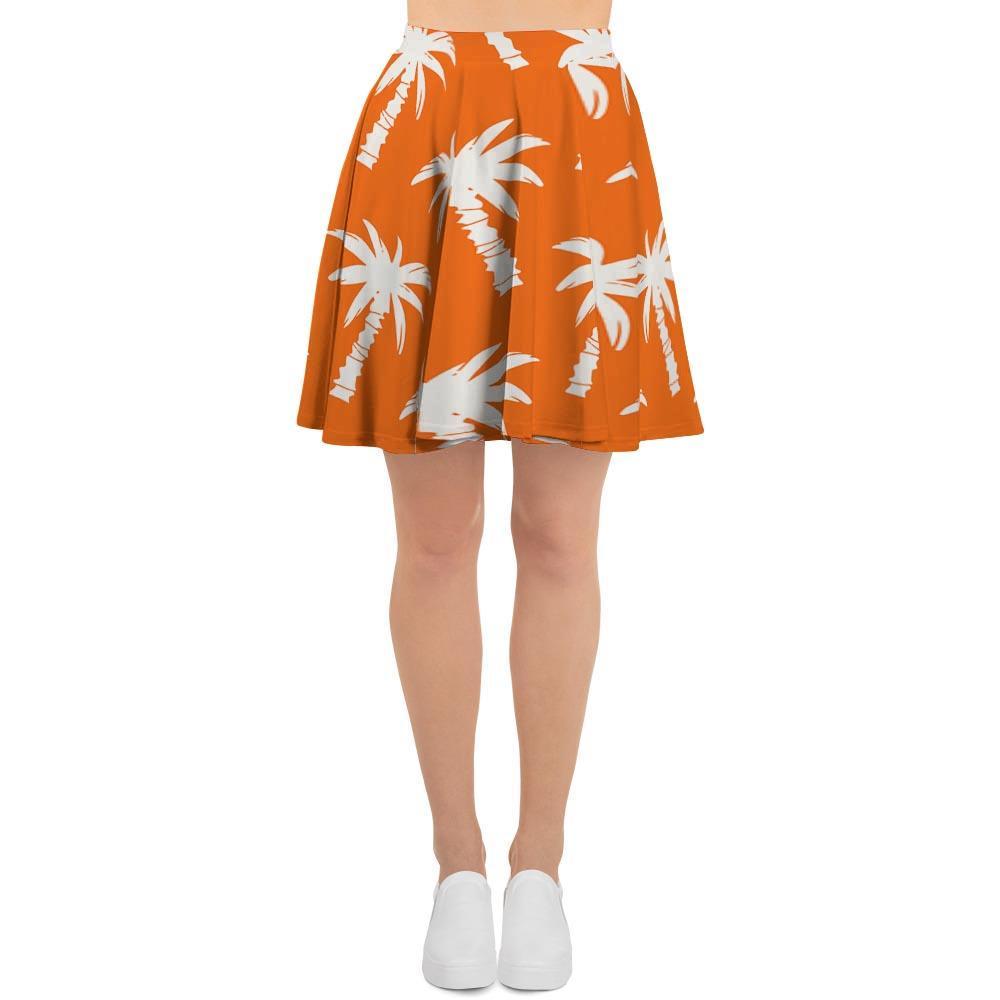 Orange Hawaiian Palm Tree Print Women's Skirt-grizzshop