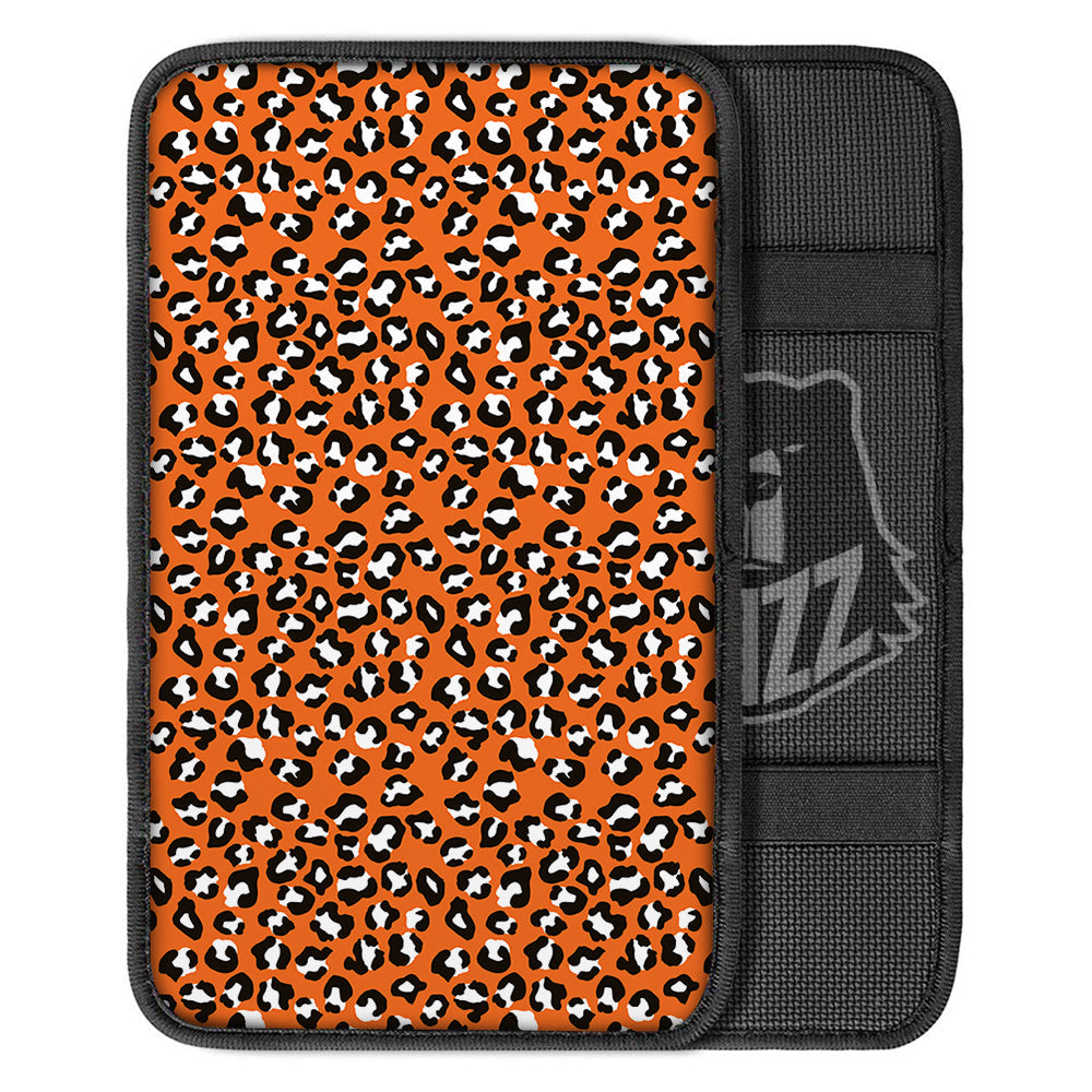 Orange Leopard Print Pattern Car Center Console Cover-grizzshop