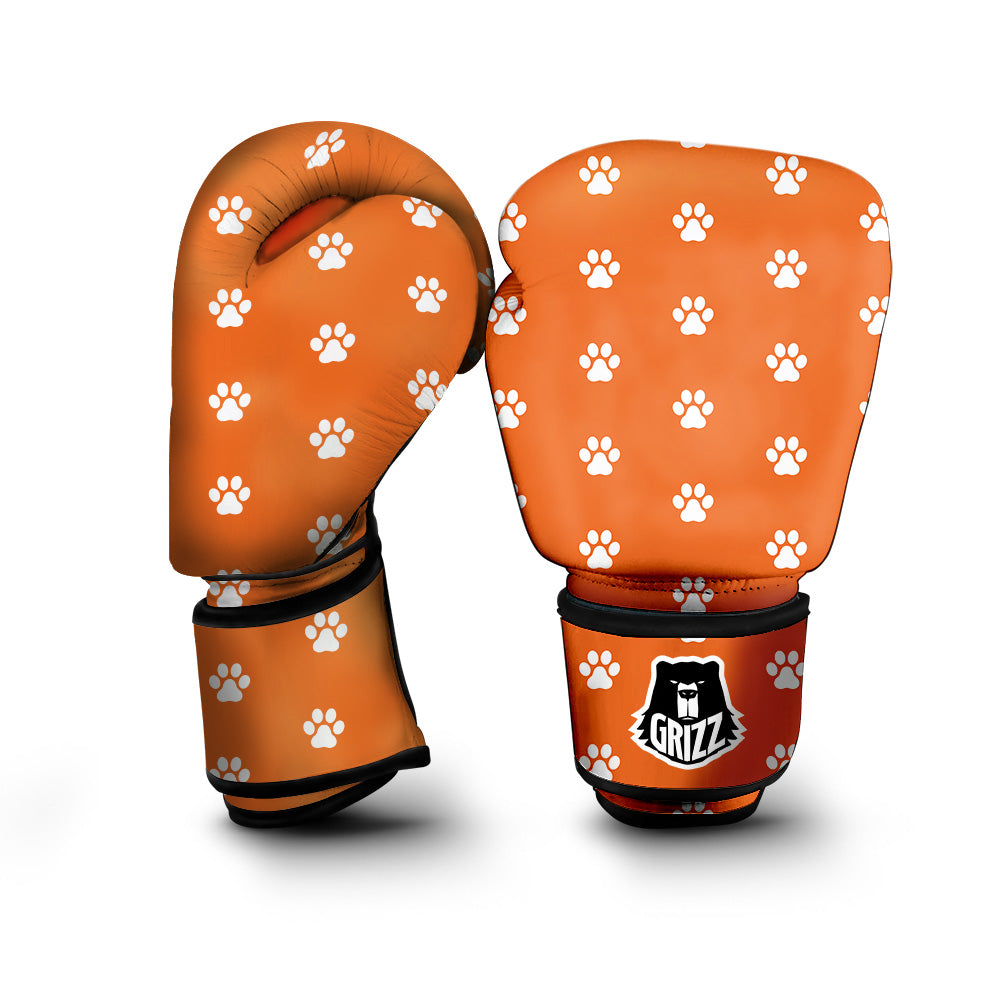 Orange Paw Print Boxing Gloves-grizzshop