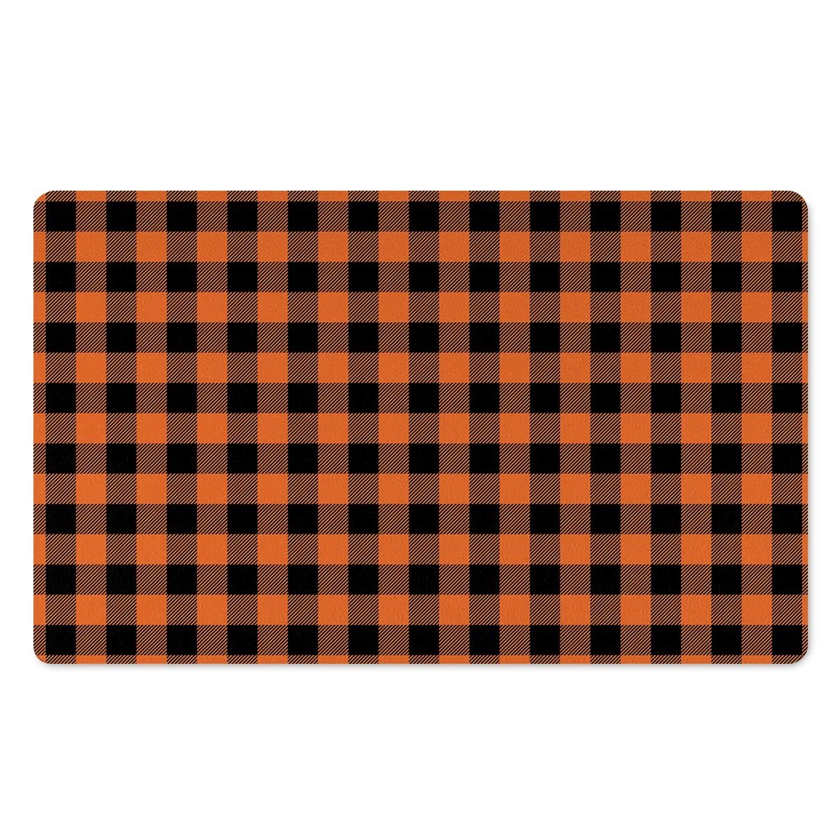 Orange Plaid Door Mat-grizzshop