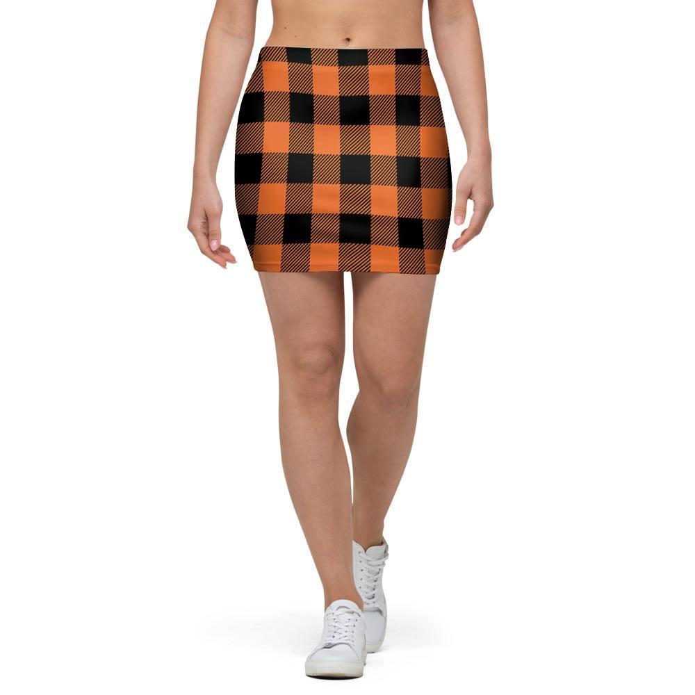 Orange Plaid Mini Skirt-grizzshop
