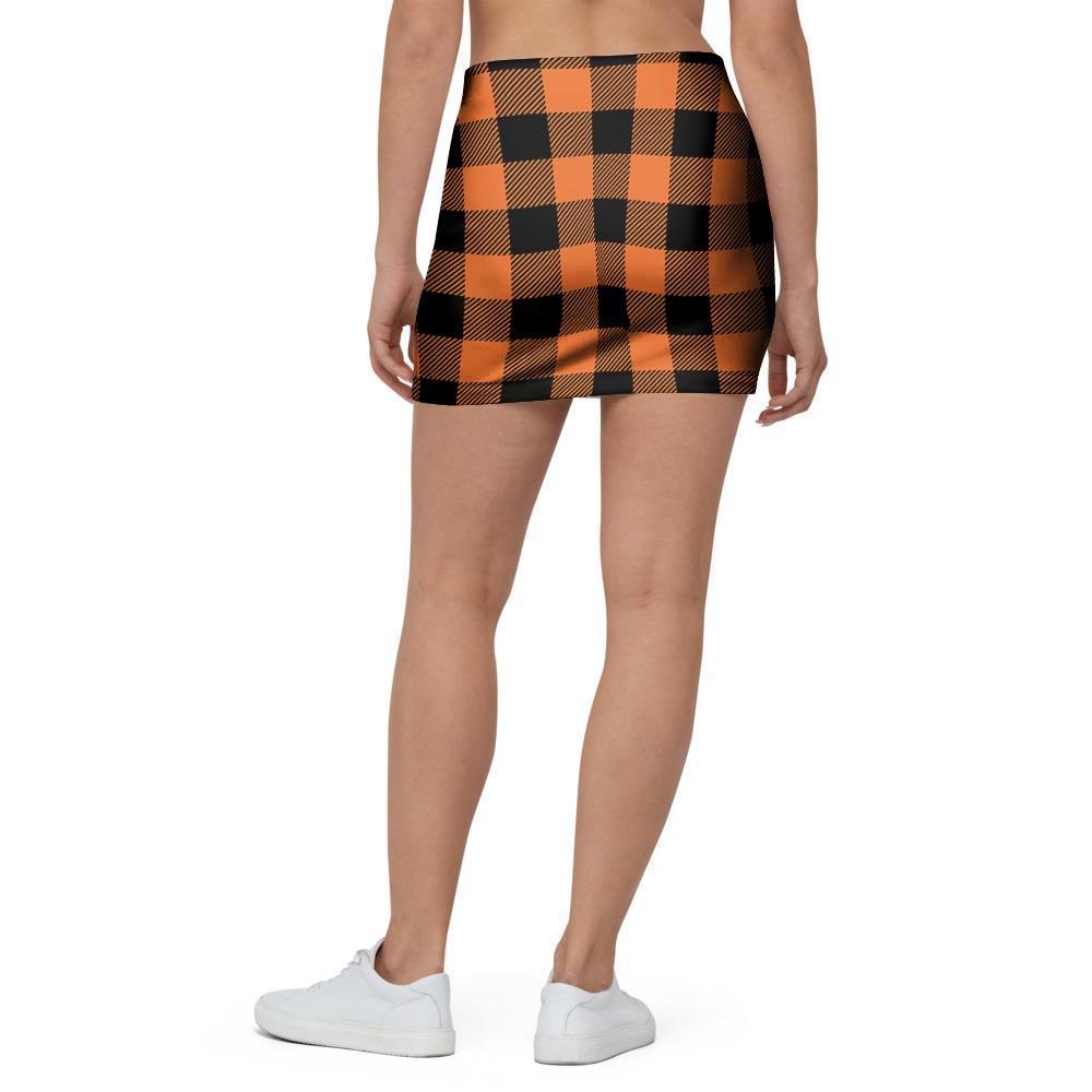 Orange Plaid Mini Skirt-grizzshop
