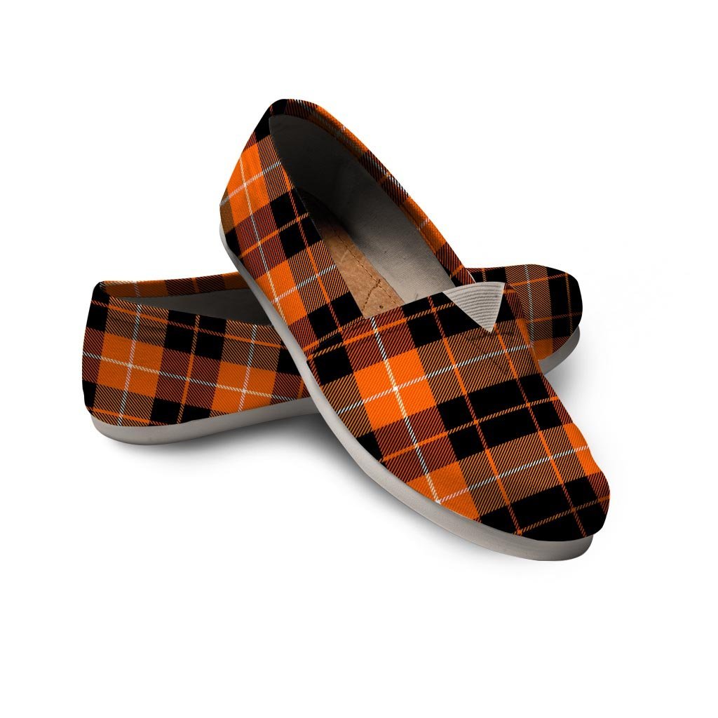 Orange Plaid Tartan Canvas Shoes-grizzshop