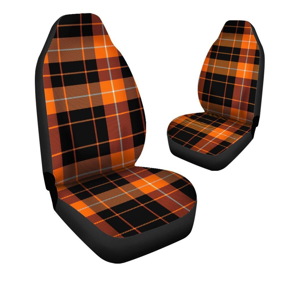 Orange Plaid Tartan Car Seat Covers-grizzshop