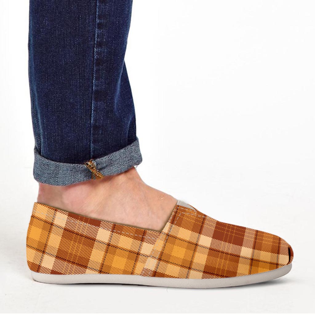 Orange Plaid Tartan Print Canvas Shoes-grizzshop
