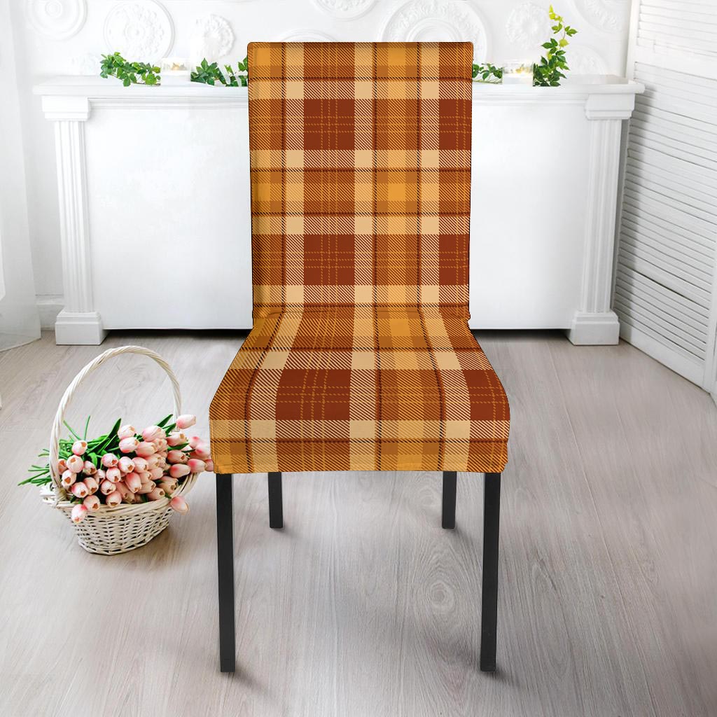 Orange Plaid Tartan Print Chair Cover-grizzshop