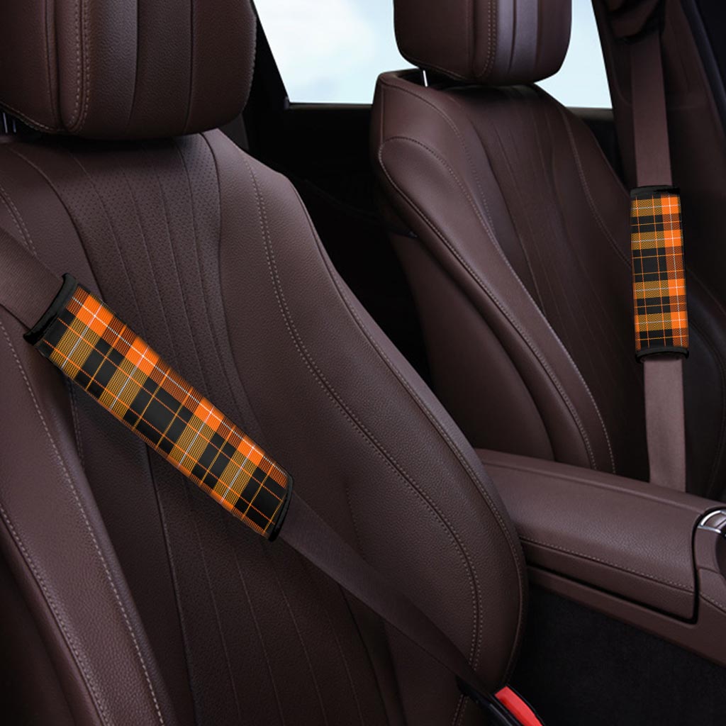 Orange Plaid Tartan Seat Belt Cover-grizzshop