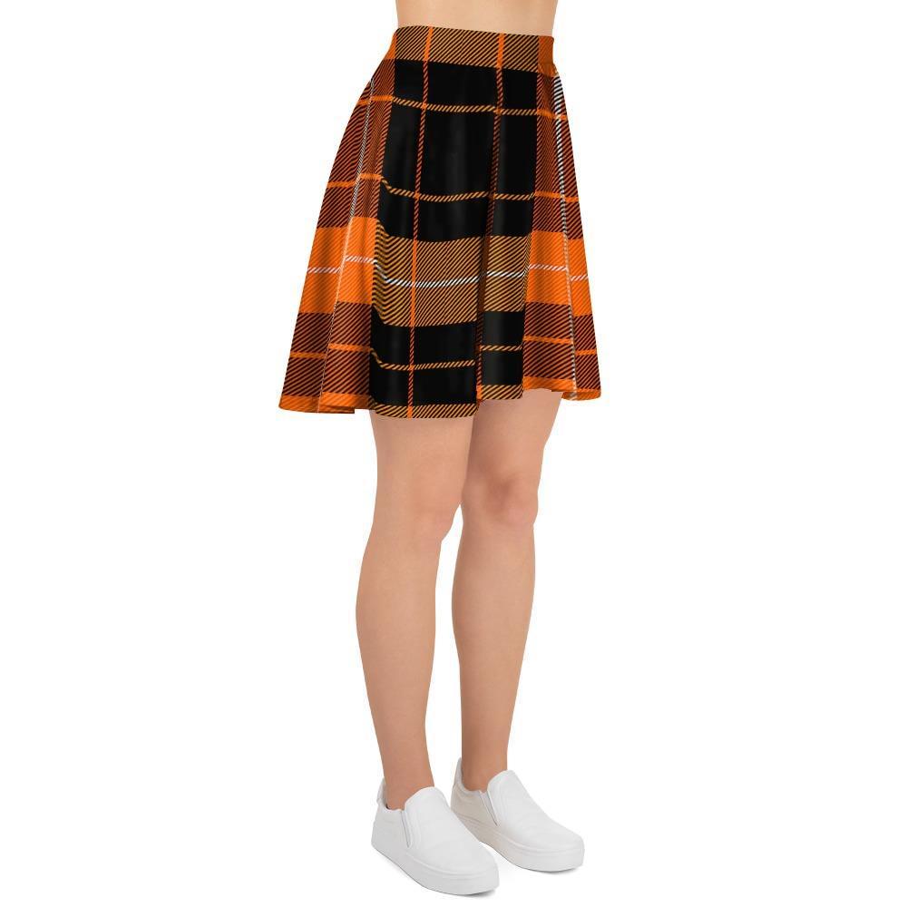 Orange Plaid Tartan Women's Skirt-grizzshop