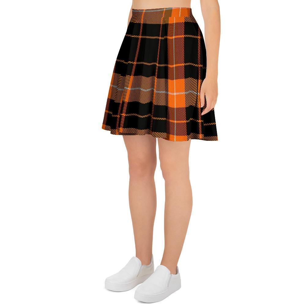 Orange Plaid Tartan Women's Skirt-grizzshop