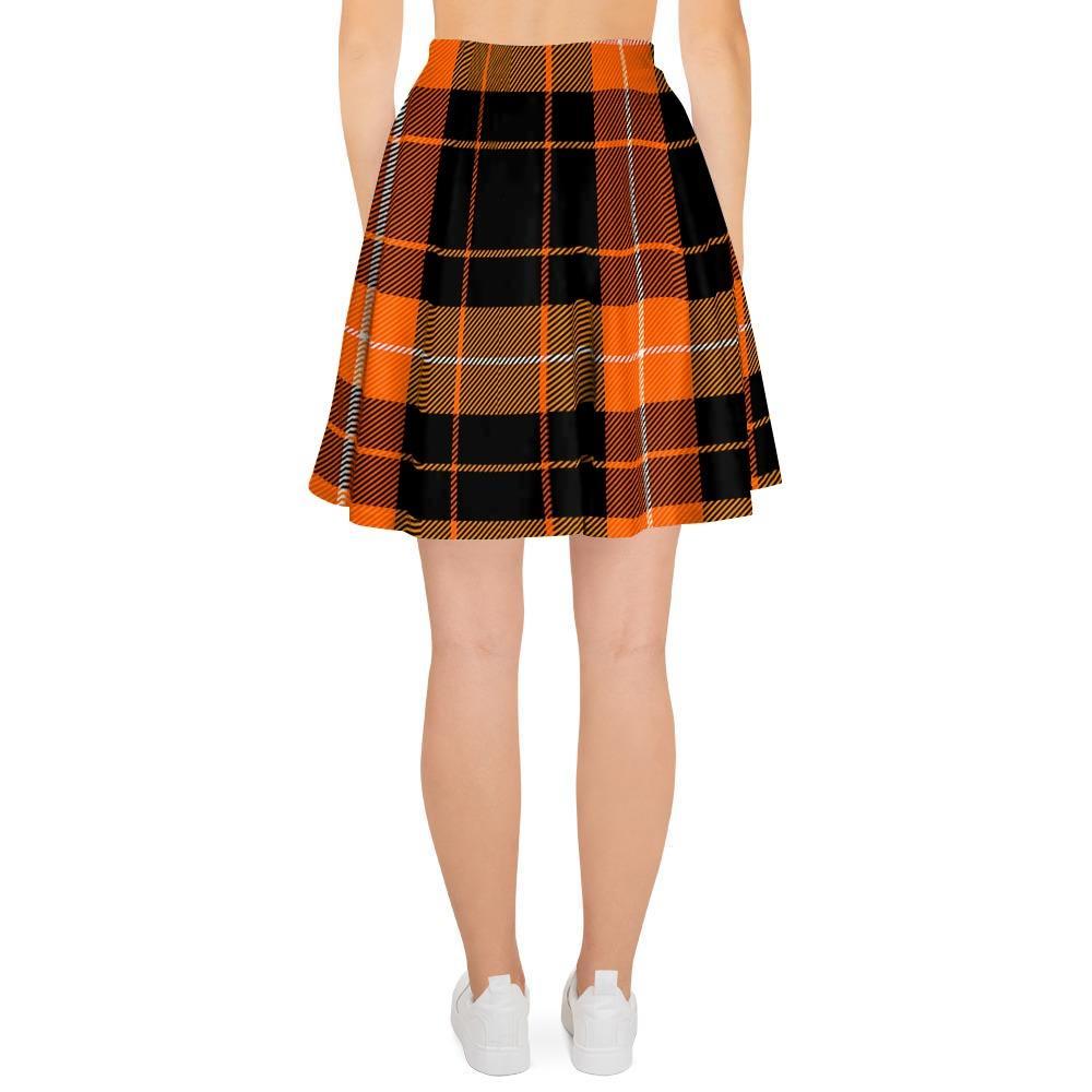 Orange Plaid Tartan Women's Skirt-grizzshop