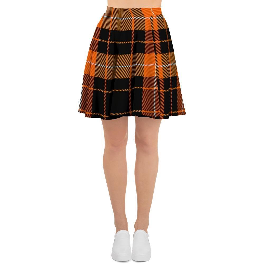 Orange Plaid Tartan Women's Skirt-grizzshop