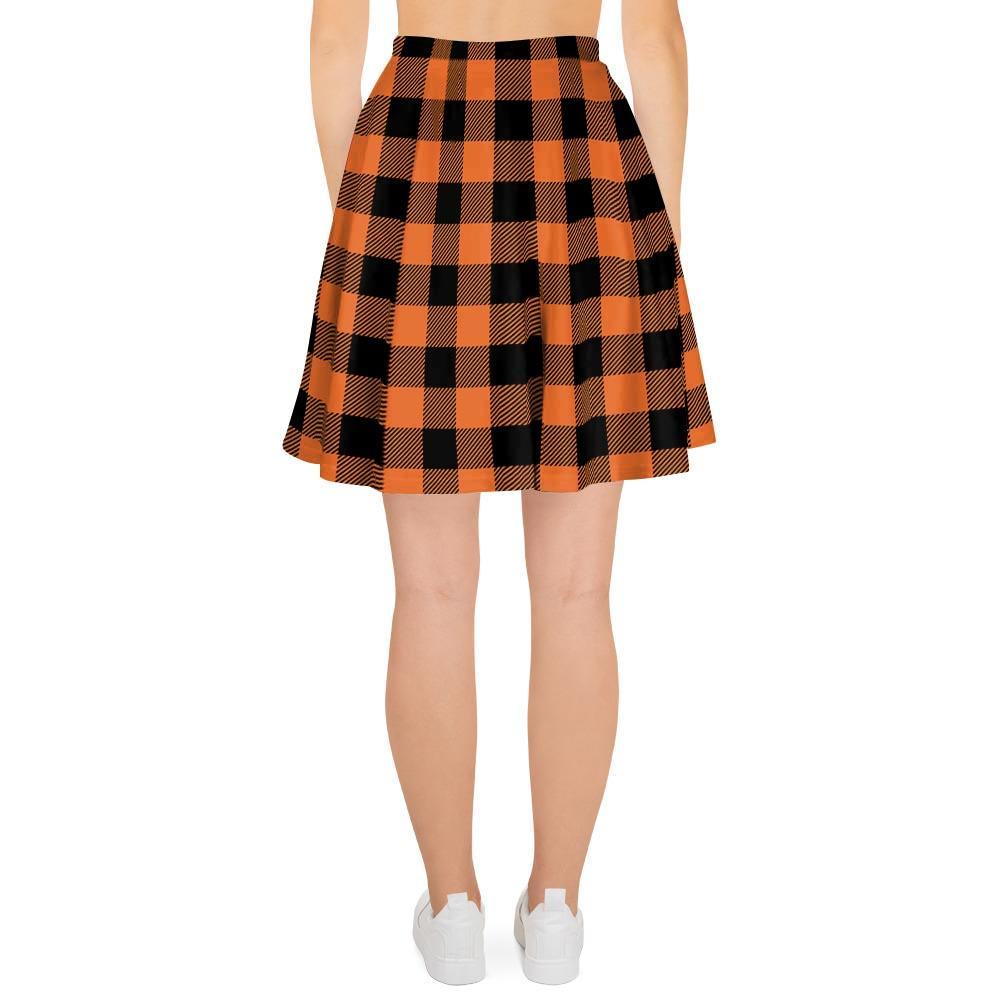Orange Plaid Women's Skirt-grizzshop