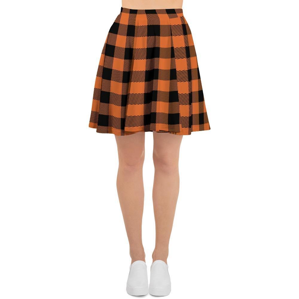 Orange Plaid Women's Skirt-grizzshop
