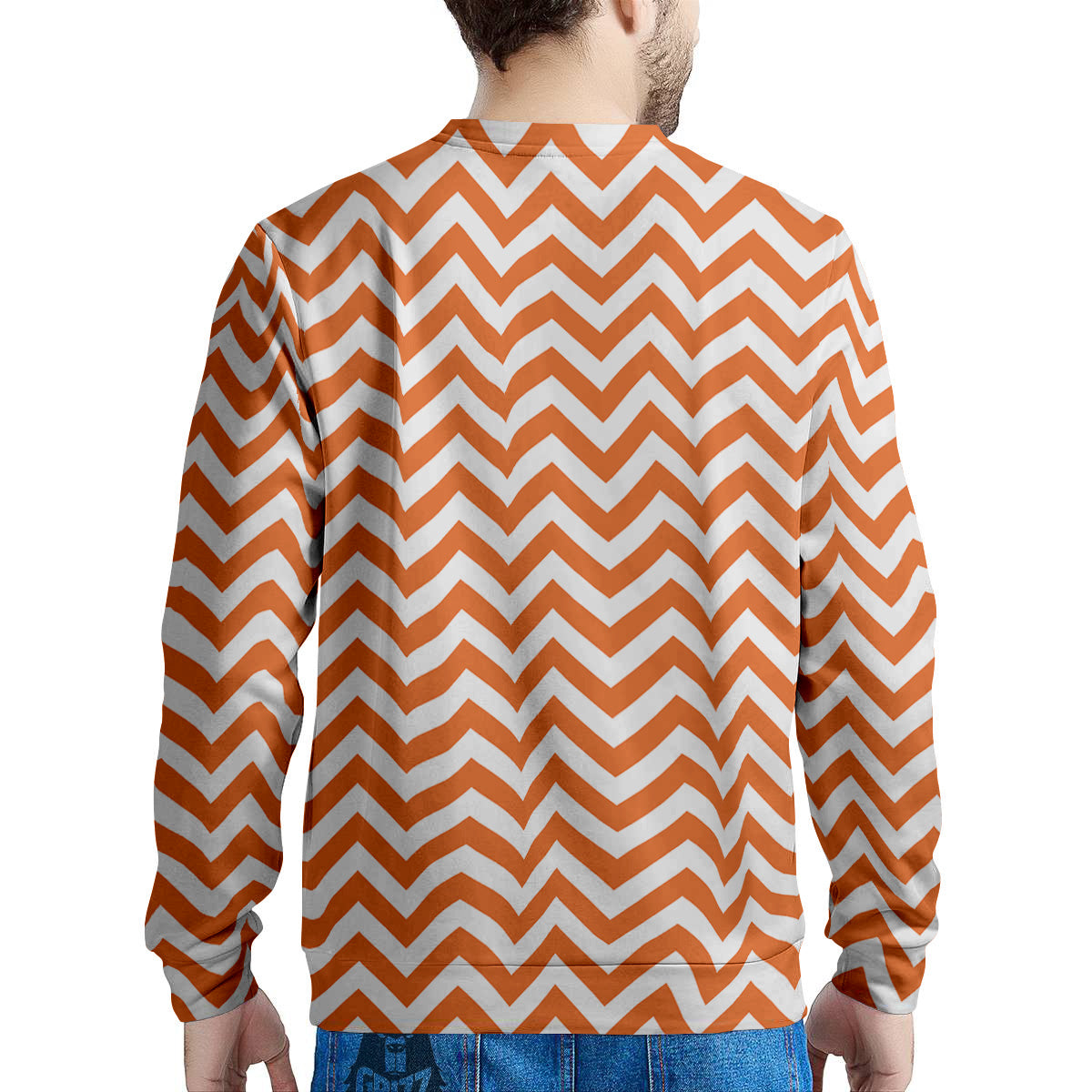 Orange Zigzag Print Pattern Men's Sweatshirt-grizzshop