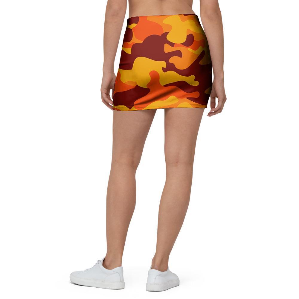 Orange Camo Print Mini Skirt-grizzshop