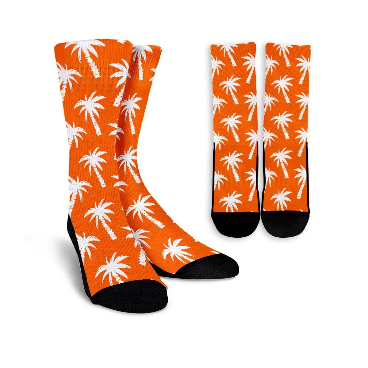 Orange Hawaiian Palm Tree Print Unisex Socks-grizzshop