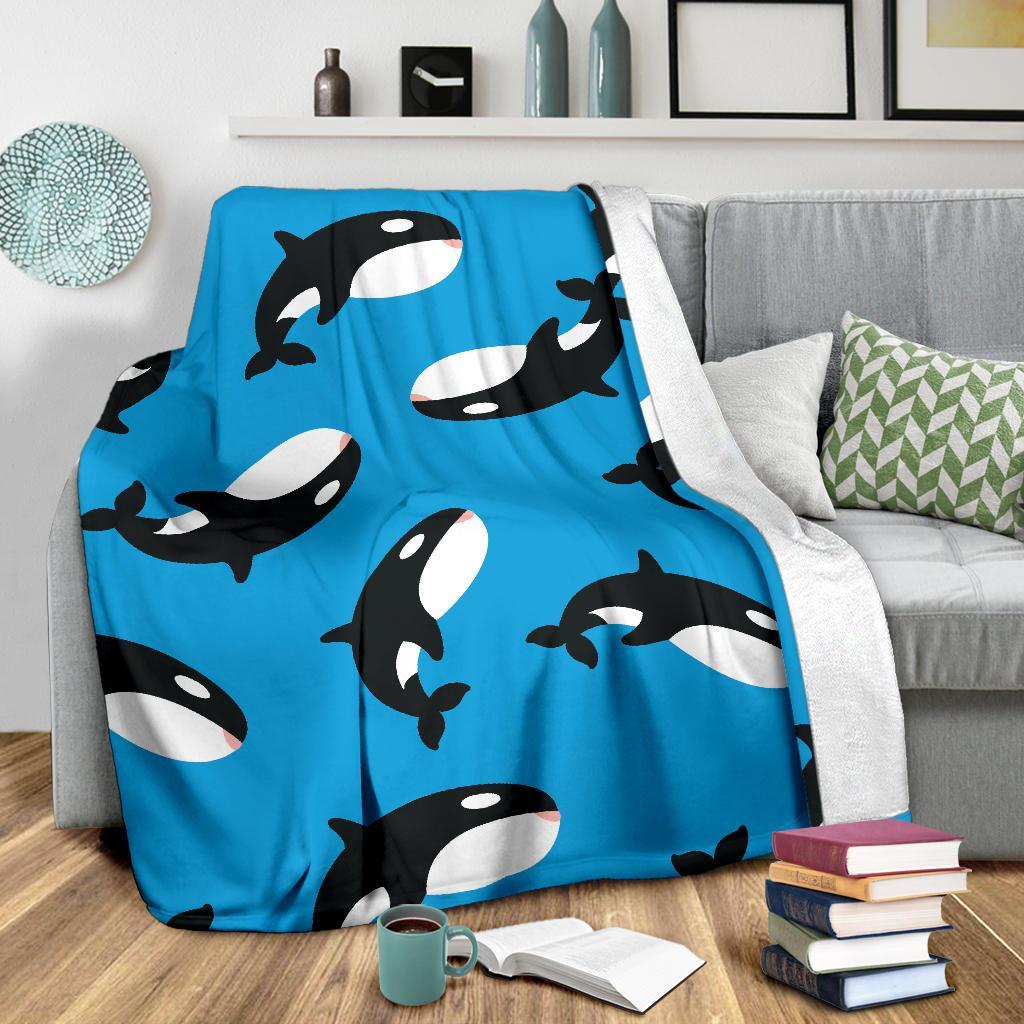 Orca Killer Whale Pattern Print Blanket-grizzshop
