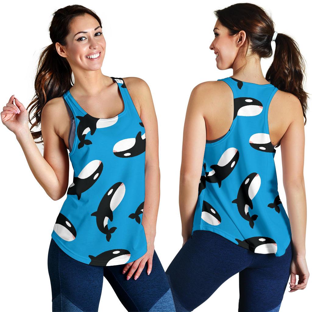 Orca Killer Whale Pattern Print Racerback Tank Tops-grizzshop