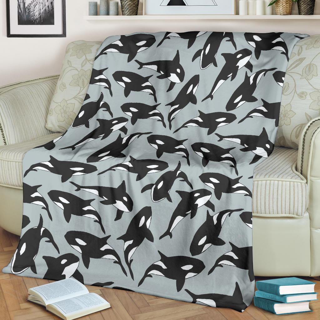 Orca Killer Whale Print Pattern Blanket-grizzshop