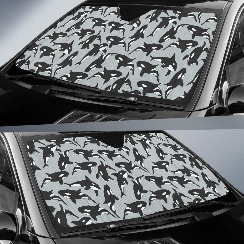 Orca Killer Whale Print Pattern Car Sun Shade-grizzshop