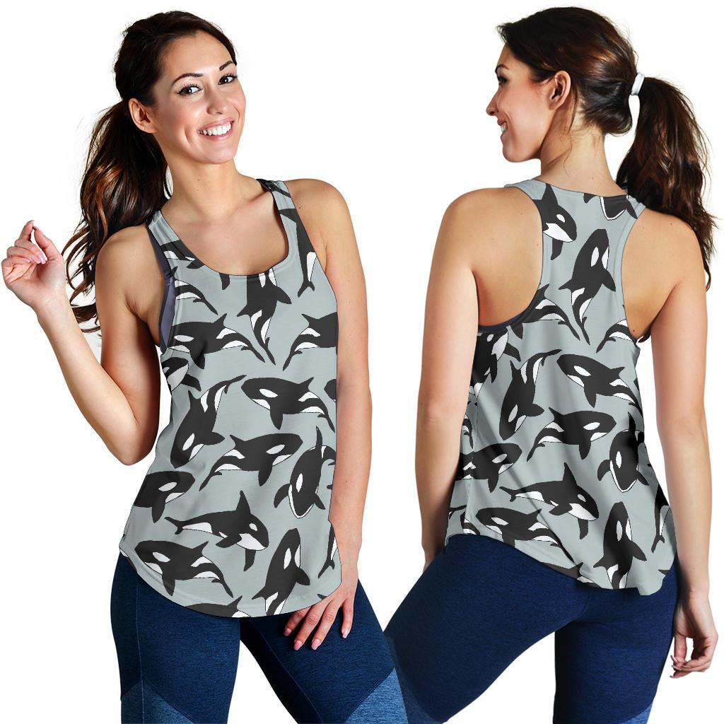 Orca Killer Whale Print Pattern Racerback Tank Tops-grizzshop