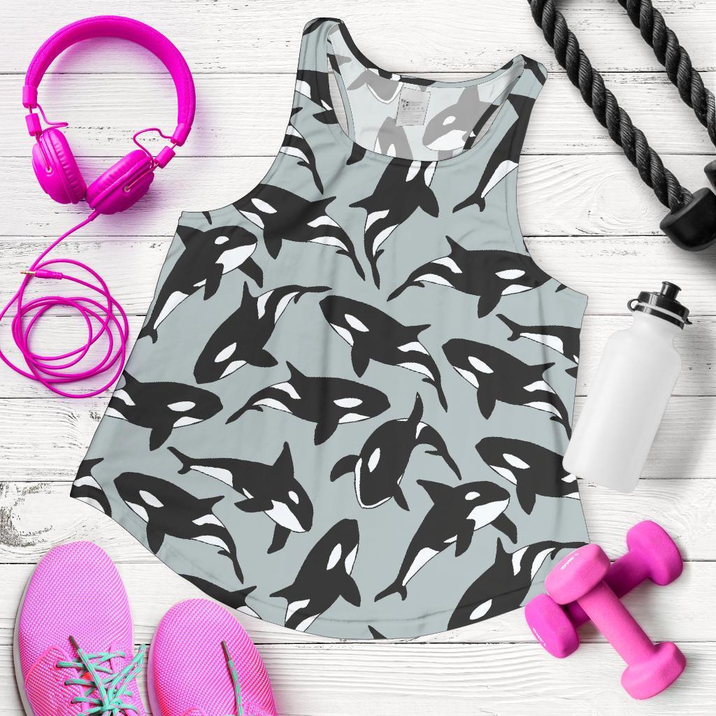 Orca Killer Whale Print Pattern Racerback Tank Tops-grizzshop
