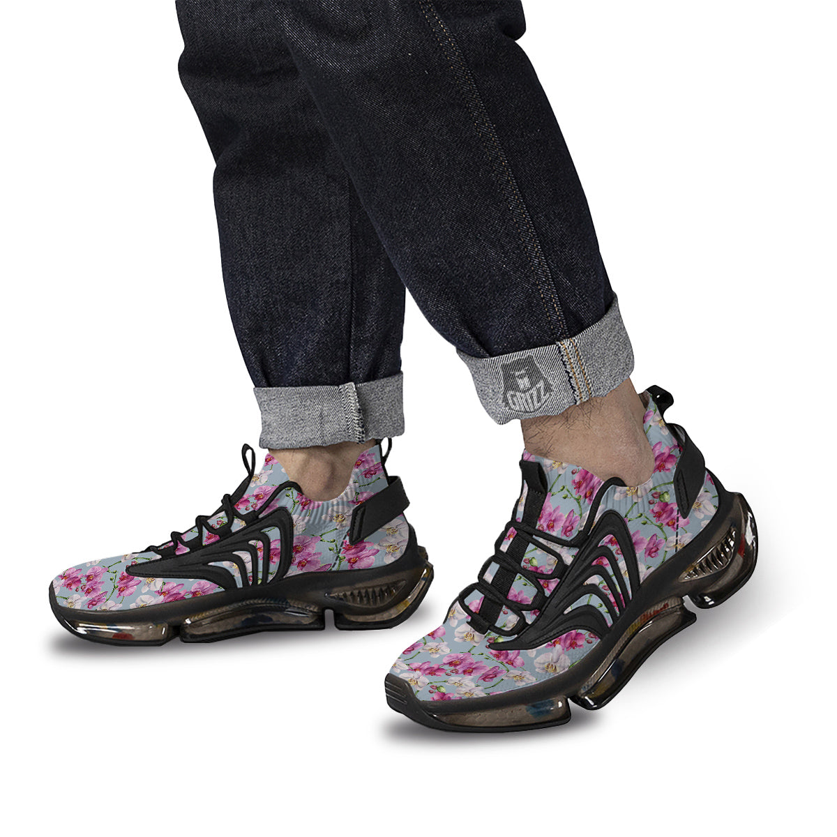 Orchid Cute Print Black Gym Shoes-grizzshop