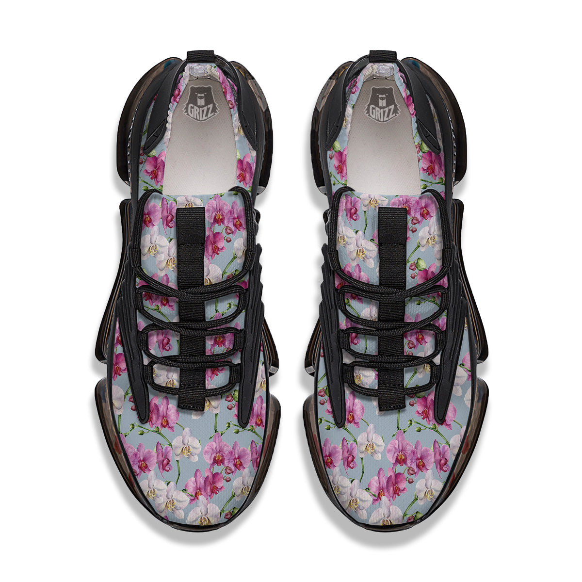 Orchid Cute Print Black Gym Shoes-grizzshop