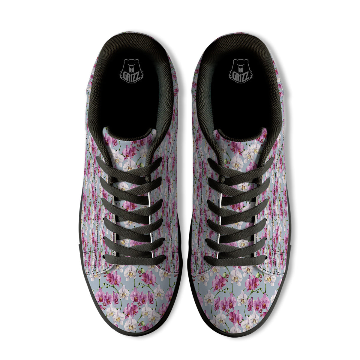 Orchid Cute Print Black Low Top Sneakers-grizzshop