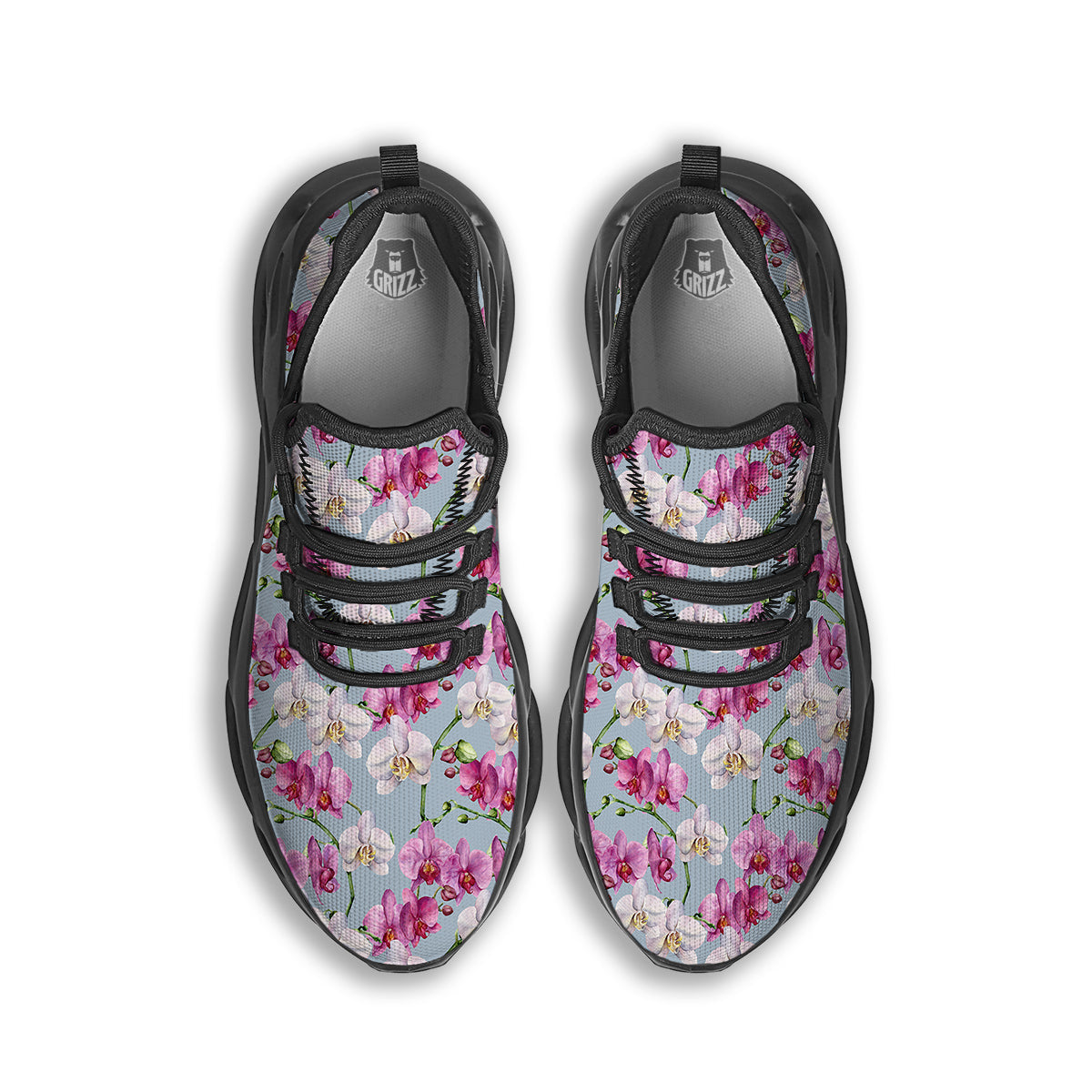 Orchid Cute Print Black Running Shoes-grizzshop