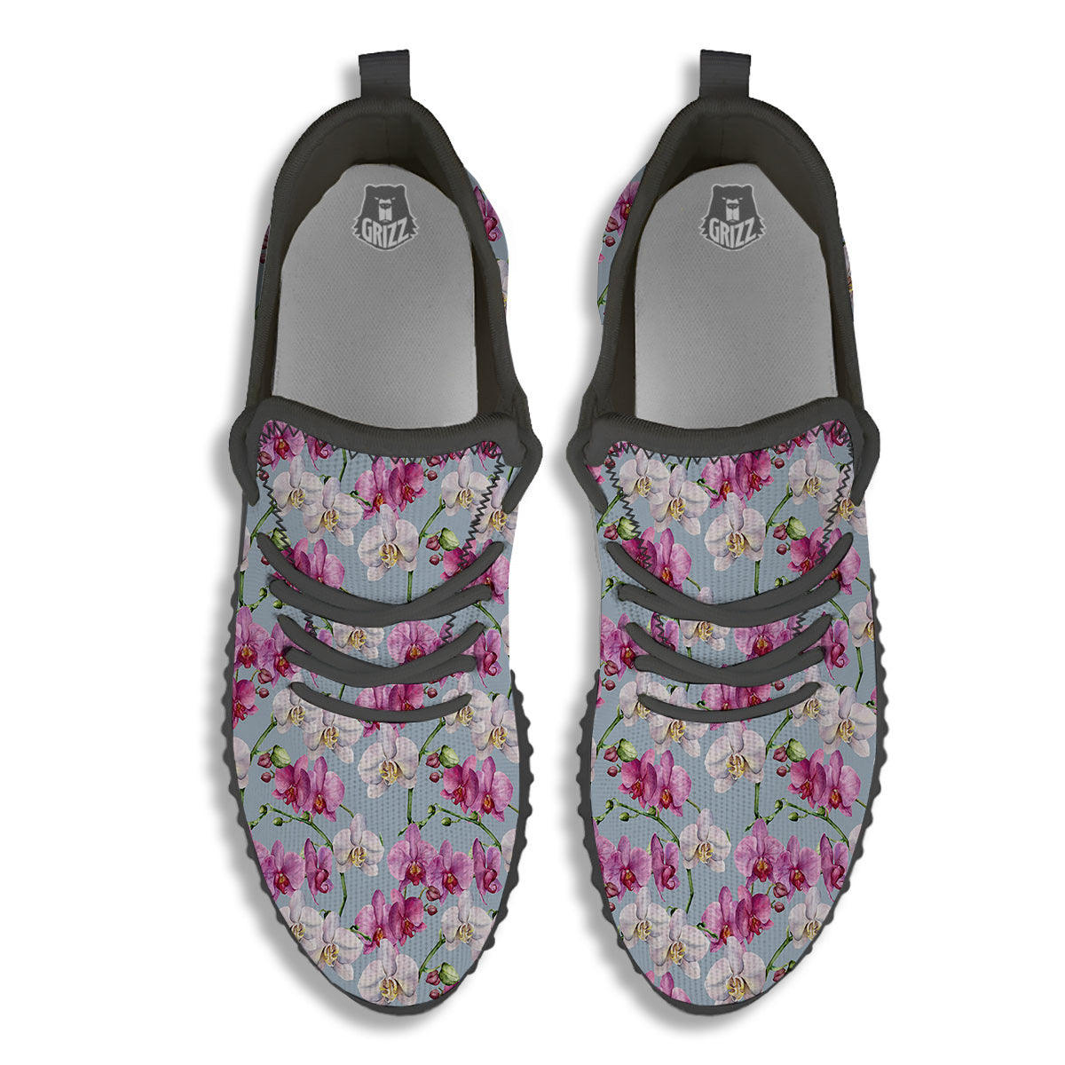 Orchid Cute Print Black Walking Shoes-grizzshop